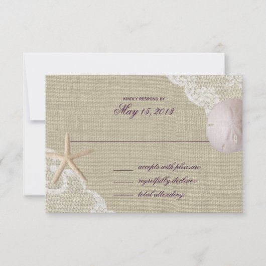 Reaktion von Spitzen und Sand Dollar Beach RSVP Karte (Vorderseite)