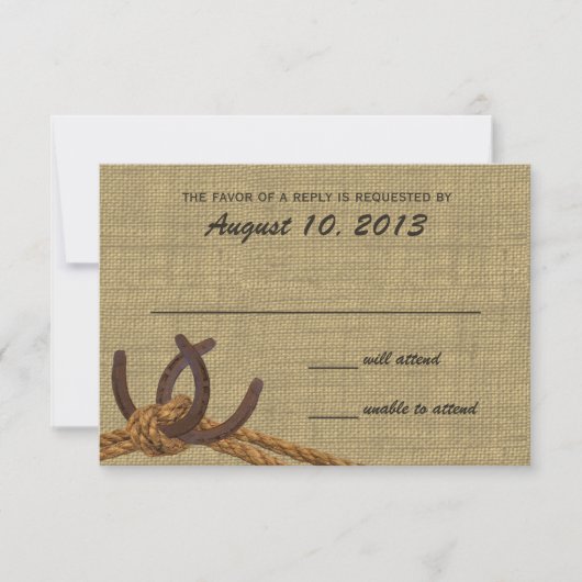 Reaktion von Western und Pferdeschuhen RSVP Karte (Vorderseite)
