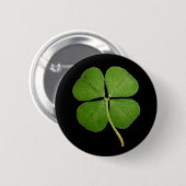 Real 4 Leaf Klee Kleeblatt Schwarz Button (Vorne & Hinten)