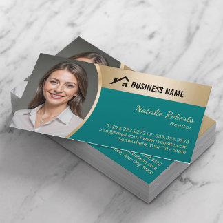 Real Anwesen Agent Aquamarin & Gold Realtor Foto Visitenkarte