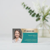 Real Anwesen Agent Aquamarin & Gold Realtor Foto Visitenkarte (Stehend Vorderseite)