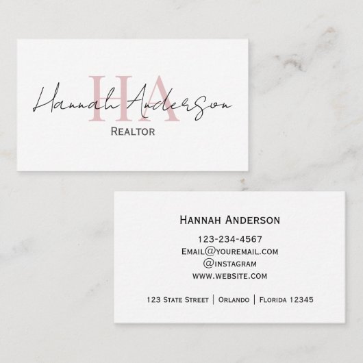 Real Anwesen Agent Beruflich Einfaches Skript Visitenkarte (Vorne/Hinten)