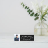 Real Anwesen Agent Black & White Bordecard Mini Visitenkarte (Stehend Vorderseite)