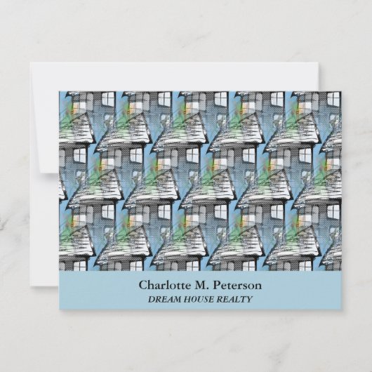Real Anwesen Agent Blue House Muster Dankeskarte (Vorderseite)
