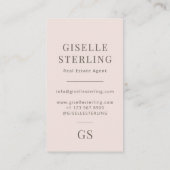 Real Anwesen Agent Blush Pink Monogram Minimalisti Visitenkarte (Rückseite)