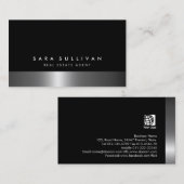 Real Anwesen Agent Bold Dark Chrome Business Card Visitenkarte (Vorne/Hinten)