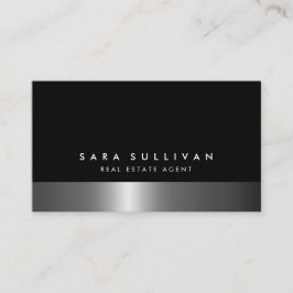 Real Anwesen Agent Bold Dark Chrome Business Card Visitenkarte