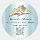 Real Anwesen Agent Broker Gold House QR CodeLOGO Runder Aufkleber (Vorderseite)