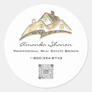 Real Anwesen Agent Broker Golden House QR CodeLOGO Runder Aufkleber