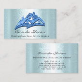 Real Anwesen Agent Broker House Blue Glitzer Visitenkarte (Vorne/Hinten)