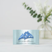 Real Anwesen Agent Broker House Blue Glitzer Visitenkarte (Stehend Vorderseite)