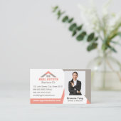 Real Anwesen Agent Business Card in Coral Pink Visitenkarte (Stehend Vorderseite)