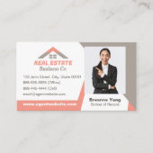 Real Anwesen Agent Business Card in Coral Pink Visitenkarte (Vorderseite)