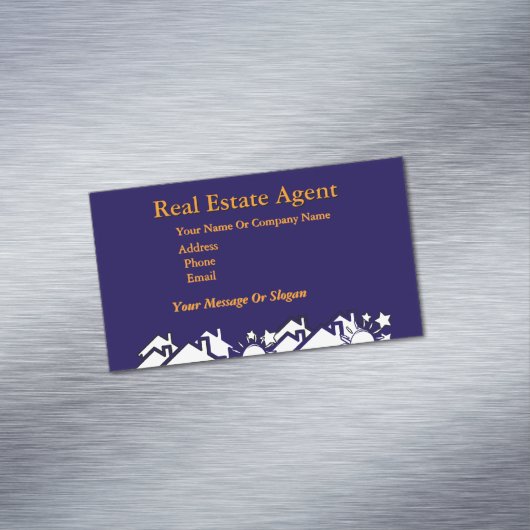 Real Anwesen Agent Digiblau Magnetische Visitenkarte (Beispiel)