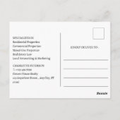 Real Anwesen Agent Einführung Marketing Landwirtsc Postkarte (Rückseite)