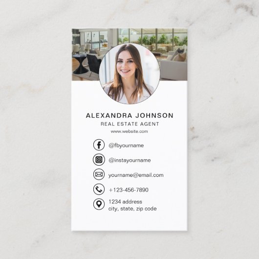Real Anwesen Agent Foto Logo Social Media Visitenkarte (Vorderseite)