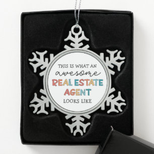 Real Anwesen Agent Funny Phantastisch Realtor Gesc Schneeflocken Zinn-Ornament