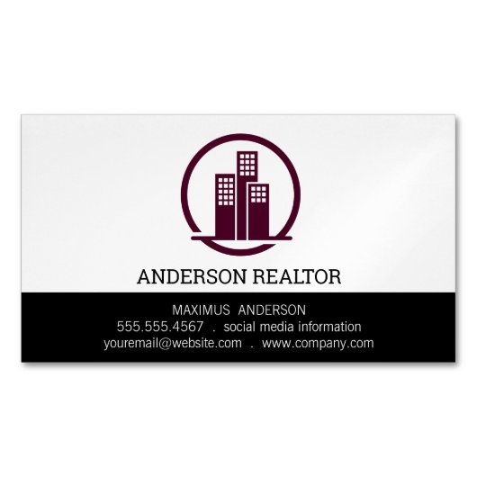 Real Anwesen Agent | Gebäude-Symbol Magnetische Visitenkarte (Vorderseite)