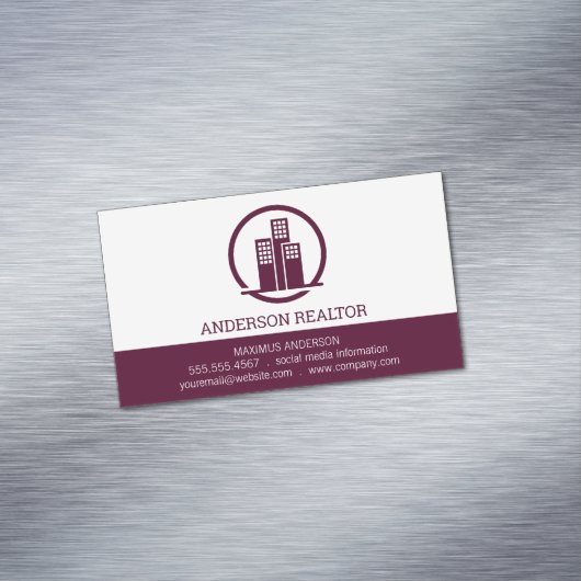 Real Anwesen Agent | Gebäude-Symbol Magnetische Visitenkarte (Beispiel)