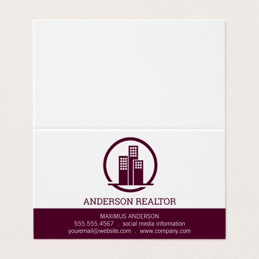 Real Anwesen Agent | Gebäude-Symbol Visitenkarten (Außenseite Aufgefaltet)