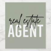 Real Anwesen Agent | Geschenke für Realtor Weinetikett (Einzelnes Label)