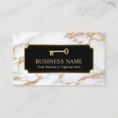 Real Anwesen Agent Gold-Key-Logo Modernes Marmor Visitenkarte (Vorderseite)