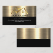 Real Anwesen Agent | Gold-Metallic-Hintergrund Visitenkarte (Vorne/Hinten)