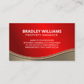 Real Anwesen Agent | Gold Ruby Red Metallic Wave Visitenkarte (Rückseite)