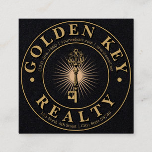 Real Anwesen Agent Goldener Schlüssel Quadratische Visitenkarte
