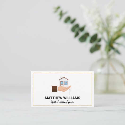 Real Anwesen Agent | Handschlüssel Visitenkarte (Stehend Vorderseite)