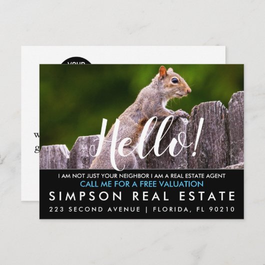 Real Anwesen Agent HELLO CARD Ankündigungspostkarte (Vorne/Hinten)