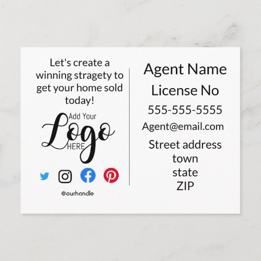 Real Anwesen Agent HELLO CARD Ankündigungspostkarte (Rückseite)