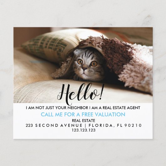 Real Anwesen Agent HELLO CARD Cat Flyer (Vorne)
