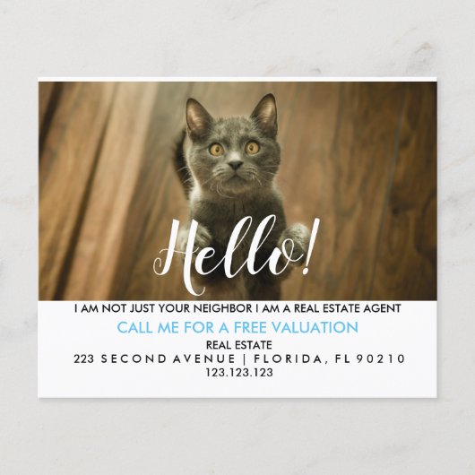 Real Anwesen Agent HELLO CARD niedliche Katze Flyer (Vorne)
