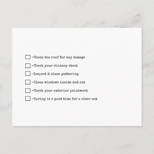 Real Anwesen Agent HELLO Frühjahrsvorstellung Ankündigungspostkarte (Rückseite)