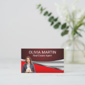 Real Anwesen Agent Holding House | Red Metallic Visitenkarte (Stehend Vorderseite)