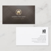 Real Anwesen Agent House Icon gebürstetes Gold Visitenkarte (Vorne/Hinten)