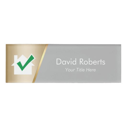 Real Anwesen Agent House Icon Modern Gold Namenschild (Vorderseite)