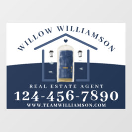 Real Anwesen Agent House & Navy Aquarelltore Fensteraufkleber