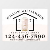 Real Anwesen Agent House & Pink Aquarelltür Fensteraufkleber (Blatt)