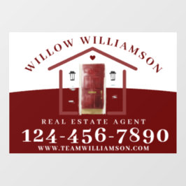 Real Anwesen Agent House & Red Watercolor Door Fensteraufkleber