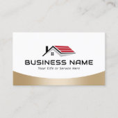 Real Anwesen Agent House Roof Logos Modern Gold Visitenkarte (Vorderseite)