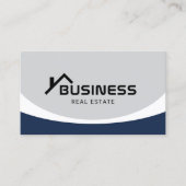 Real Anwesen Agent House Roof Typografy Navy Blue Visitenkarte (Vorderseite)