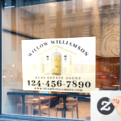 Real Anwesen Agent House & Yellow Aquarelltür Fensteraufkleber (Café-Fenster)