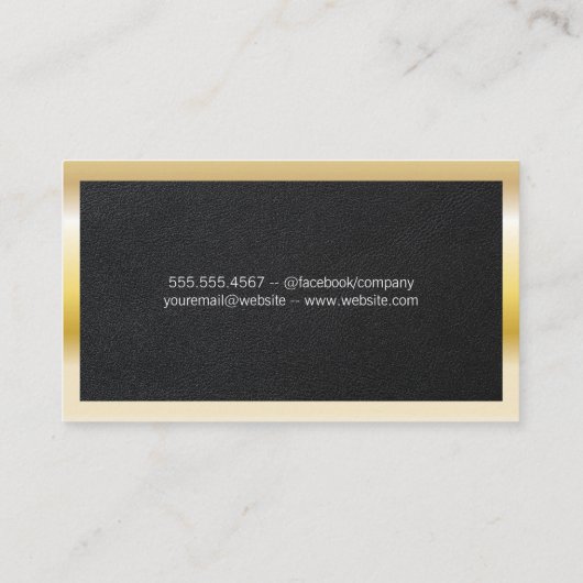 Real Anwesen Agent | Leder | Gold-Metallrahmen Visitenkarte (Rückseite)