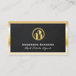 Real Anwesen Agent Leder Gold-Metallrahmen Visitenkarte