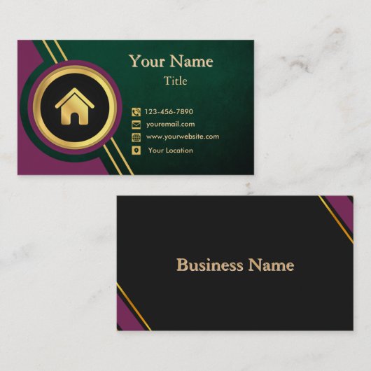 Real Anwesen Agent Lila Gold Schwarz mit Haus Visitenkarte (Vorne/Hinten)