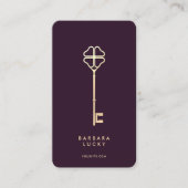 Real Anwesen Agent Luxus Lila GoldKey Realtor Visitenkarte (Vorderseite)