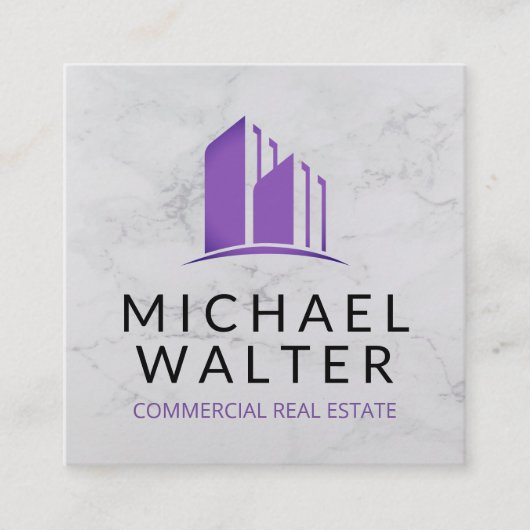 Real Anwesen Agent | Marmor | Vermögensverwalter Quadratische Visitenkarte (Vorderseite)