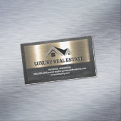 Real Anwesen Agent | Metallgoldleder Magnetische Visitenkarte (Beispiel)